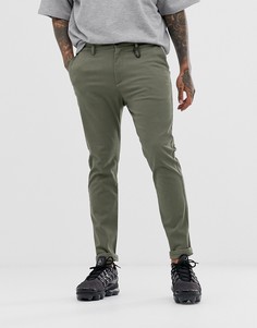 Узкие чиносы хаки Bershka-Зеленый