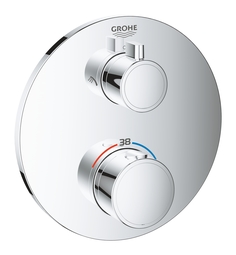 Термостатический смеситель для душа GROHE Grohtherm с переключателем на 2 положения, внешняя часть, круглая розетка, хром (24076000)