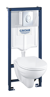 Система инсталляции, GROHE Solido Perfect, набор 4 в 1 с подвесным унитазом и панелью смыва Skate Air, (39192000)