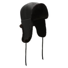 Кожаная шапка-ушанка с отделкой из меха норки FurLand