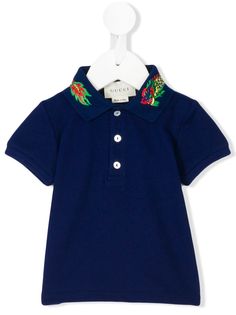 Gucci Kids рубашка-поло с драконом на воротнике