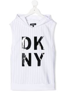 Dkny Kids полосатый топ с капюшоном и логотипом