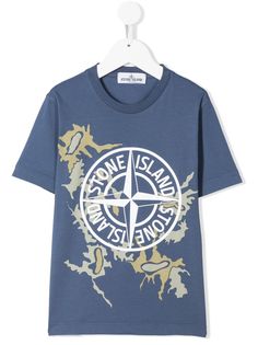 Stone Island Junior футболка с камуфляжным принтом и логотипом
