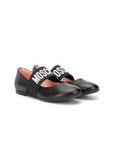 Moschino Kids балетки с круглым носком и логотипом