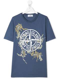 Stone Island Junior футболка с камуфляжным принтом и логотипом