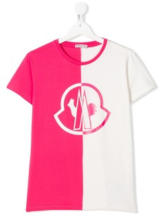 Moncler Kids двухцветная футболка с логотипом