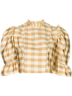Batsheva cropped check blouse