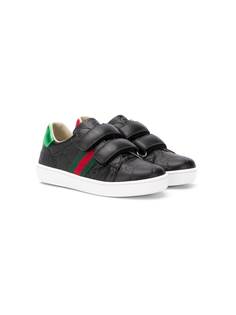 Gucci Kids кроссовки на липучках с узором GG Supreme