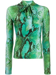 MSGM топ со змеиным принтом и бантом