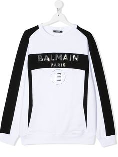 Balmain Kids двухцветная толстовка с логотипом