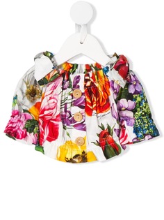 Dolce & Gabbana Kids топ с открытыми плечами и цветочным принтом
