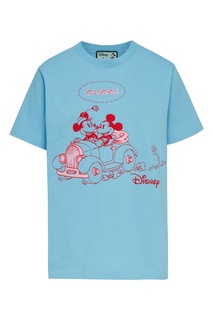 Голубая футболка с розовым принтом Disney x Gucci