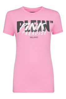 Розовая футболка с надписями Philipp Plein