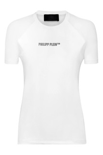 Белая комбинированная футболка с черепом Philipp Plein