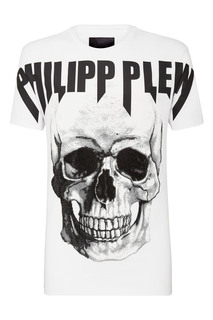 Белая футболка с черепом и логотипом Philipp Plein