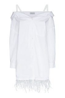 Короткое платье-рубашка с перьевой отделкой ЛИ ЛУ