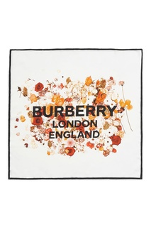 Шелковый платок с логотип и цветами Burberry