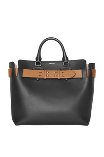 Черная кожаная сумка с контрастным ремешком Burberry