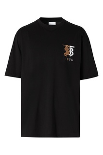Черная футболка с вышитым логотипом Burberry