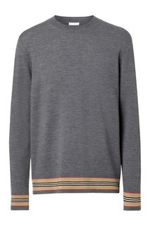 Серый пуловер с контрастными манжетами Burberry