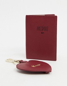 Красная кожаная обложка для паспорта и брелок в форме сердца Paul Costelloe-Красный