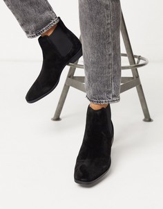 Черные замшевые ботинки челси Burton Menswear-Черный цвет