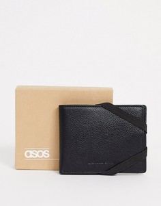 Черный кожаный бумажник с эластичной отделкой ASOS DESIGN