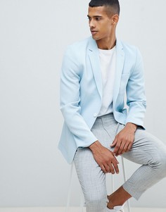 Синий блейзер скинни из вафельной ткани ASOS