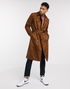 Светло-коричневый тренч из искусственной замши River Island