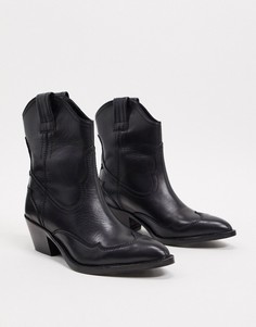 Черные кожаные ботинки в ковбойском стиле AllSaints-Черный цвет