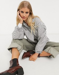 Oversized-рубашка в тонкую полоску Bershka-Мульти