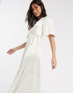 Атласное платье макси с запахом и цветочным принтом Ghost Bridesmaid-Мульти