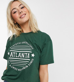 Свободная футболка с надписью "Atlanta" Daisy Street-Зеленый цвет