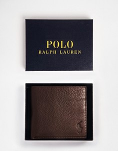 Коричневый кожаный бумажник Polo Ralph Lauren-Коричневый цвет