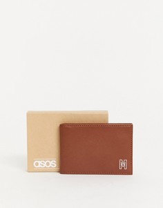 Светло-коричневый кошелек для карт с инициалом "М" ASOS DESIGN