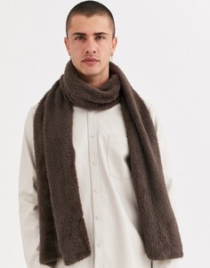 Темно-коричневый пушистый шарф ASOS DESIGN
