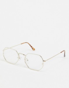 Золотистые очки с прозрачными линзами ASOS DESIGN-Очистить