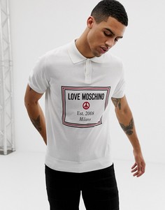 Трикотажная футболка-поло с логотипом на груди Love Moschino-Белый