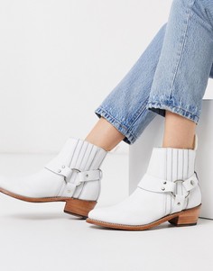 Белые кожаные ботинки на каблуке в стиле вестерн Grenson-Черный цвет