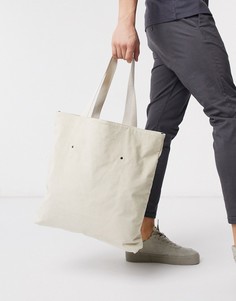 Вельветовая сумка-тоут кремового цвета ASOS DESIGN-Белый
