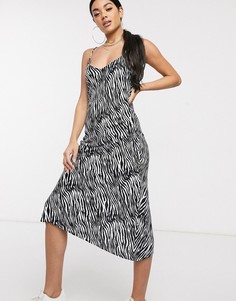 Платье миди на бретельках с принтом "зебра" Motel-Черный цвет