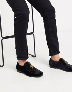 Бархатные лоферы с головой орла Kurt Geiger-Черный
