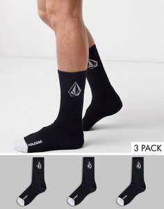 Набор из 3 пар черных носков Volcom-Черный