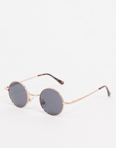 Круглые виниловые солнцезащитные очки River Island-Золотой