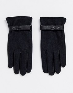 Черные кожаные перчатки для сенсорных экранов ASOS DESIGN-Серый