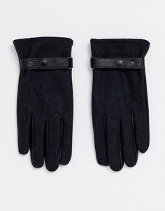 Черные кожаные перчатки для сенсорных экранов ASOS DESIGN-Серый