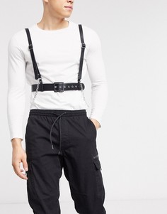 Черная сбруя-бандаж на грудь из искусственной кожи ASOS DESIGN-Черный