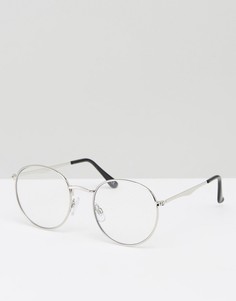 Серебристые круглые очки с прозрачными стеклами Jeepers Peepers-Серебряный