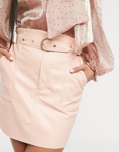 Розовая мини-юбка из искусственной кожи Saint Genies-Розовый