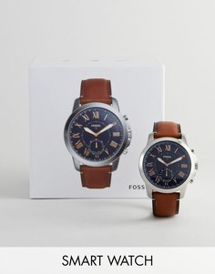 Гибридные смарт-часы с кожаным ремешком Fossil Q FTW1122-Светло-коричневый